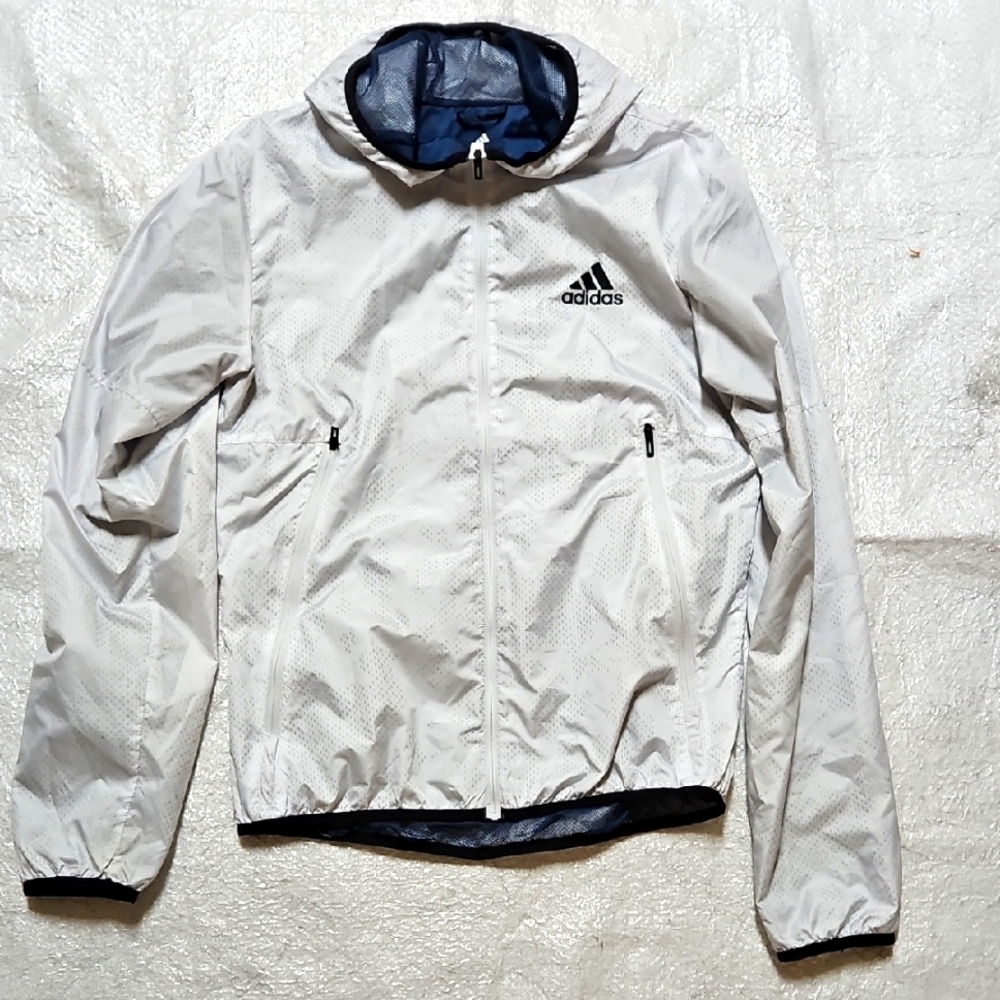 Adidas White Windbreaker Jacket